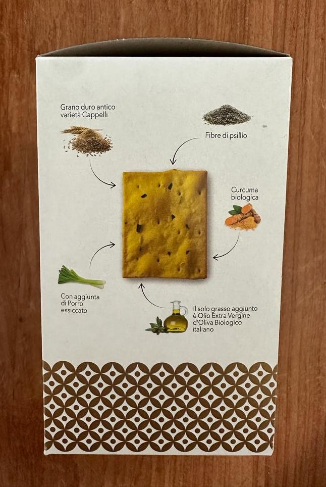 Crackers BIO Antiki di grano duro antico Cappelli con porro, curcuma e fibre di psillio, senza lievito