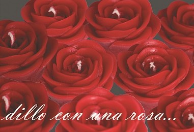 Candela Rosa rossa con libro "108 palpiti d'amore"